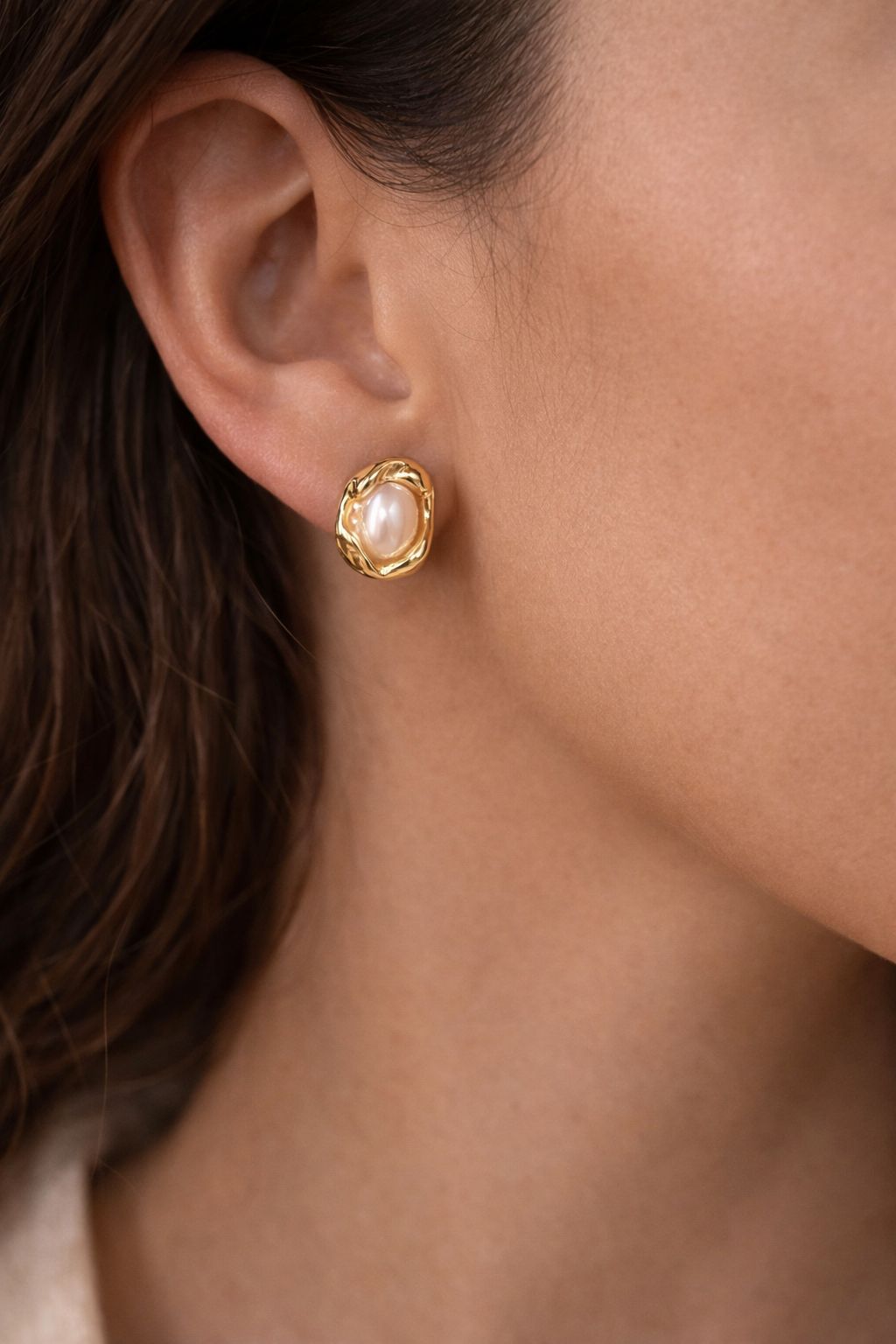 Boucles d’oreilles Perle Aura Dorée – Nélya